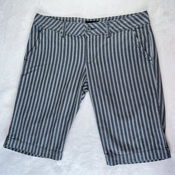Women's Lilu Brand Bermuda Shorts | Gray Striped | Size 5 | 100% Cotton - Picture 1 of 13